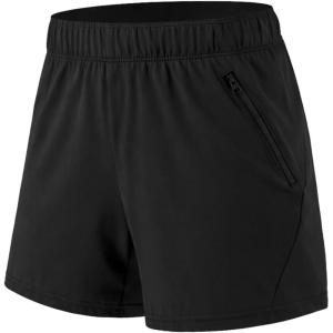 Liberty Imports 1 or 5 Pack Womens Workout Gym Shorts with Zipper Pockets, Ladies Casual Lounge Wear Active Athletic Apparel(Black – Single)