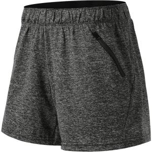 Liberty Imports 1 or 5 Pack Womens Workout Gym Shorts with Zipper Pockets, Ladies Casual Lounge Wear Active Athletic Apparel(Charcoal – Single)