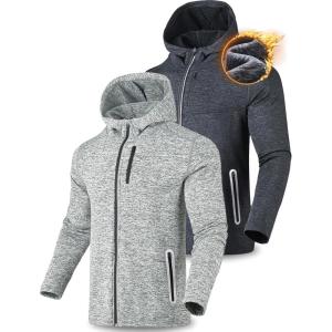 Liberty Imports 2-Pack Men’s Zip-Up Hoodies with Zipper Pockets, Lightweight Fleece Sweatshirts for Running Casual Activewear(2-pack: Charcoal / Light Gray)