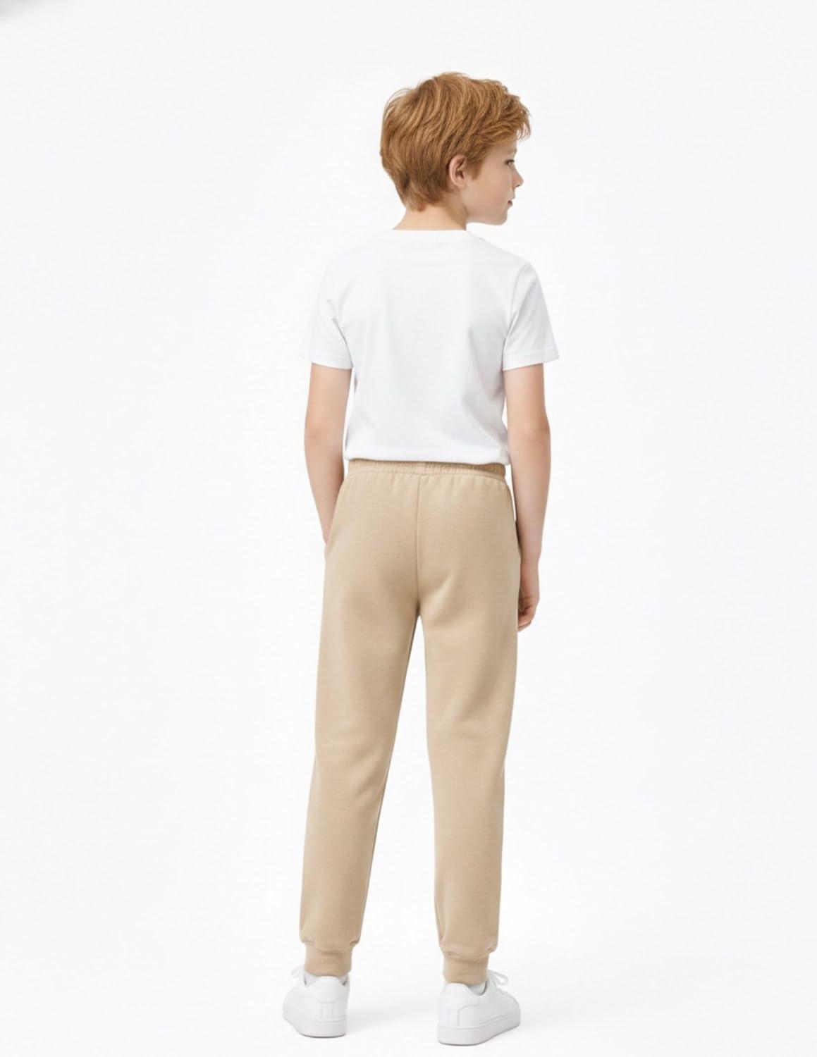 image:image3 Pack Boys Lightweight Jogger Pants Youth Athletic Sweatpants Kids Toddlers Clothes ApparelKhaki