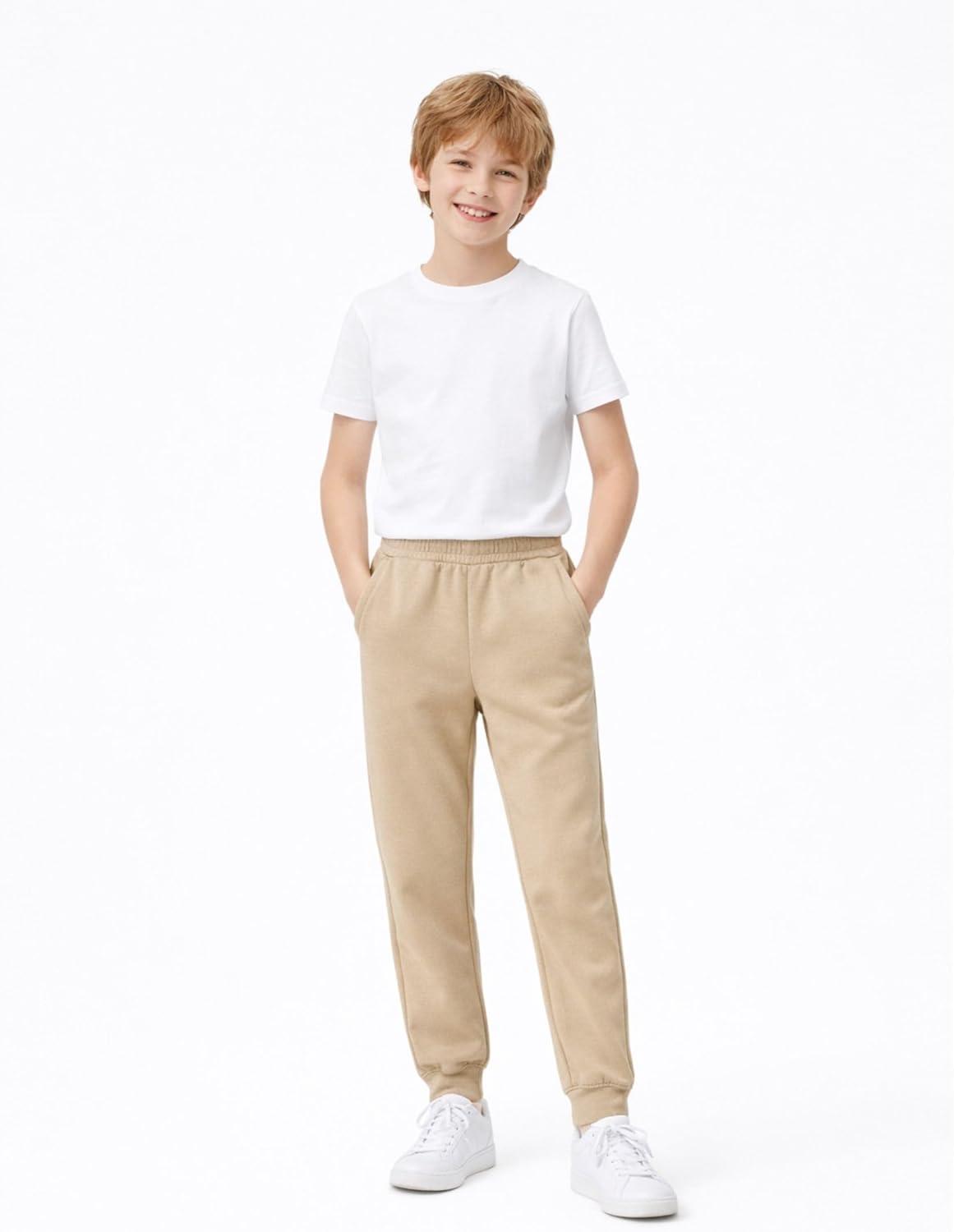 image:image3 Pack Boys Lightweight Jogger Pants Youth Athletic Sweatpants Kids Toddlers Clothes ApparelKhaki