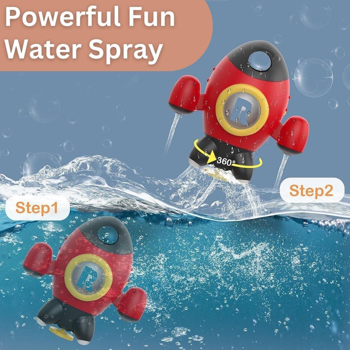 image:imageBaby Bath Toys Space Rocket Shape Bathtub Toys for Toddlers Spray Water Toys w Rotating Fountain Bathroom Shower Toys for Infants Aged 18 Months 2 3 4 5 Years Old Kids Girls Boys