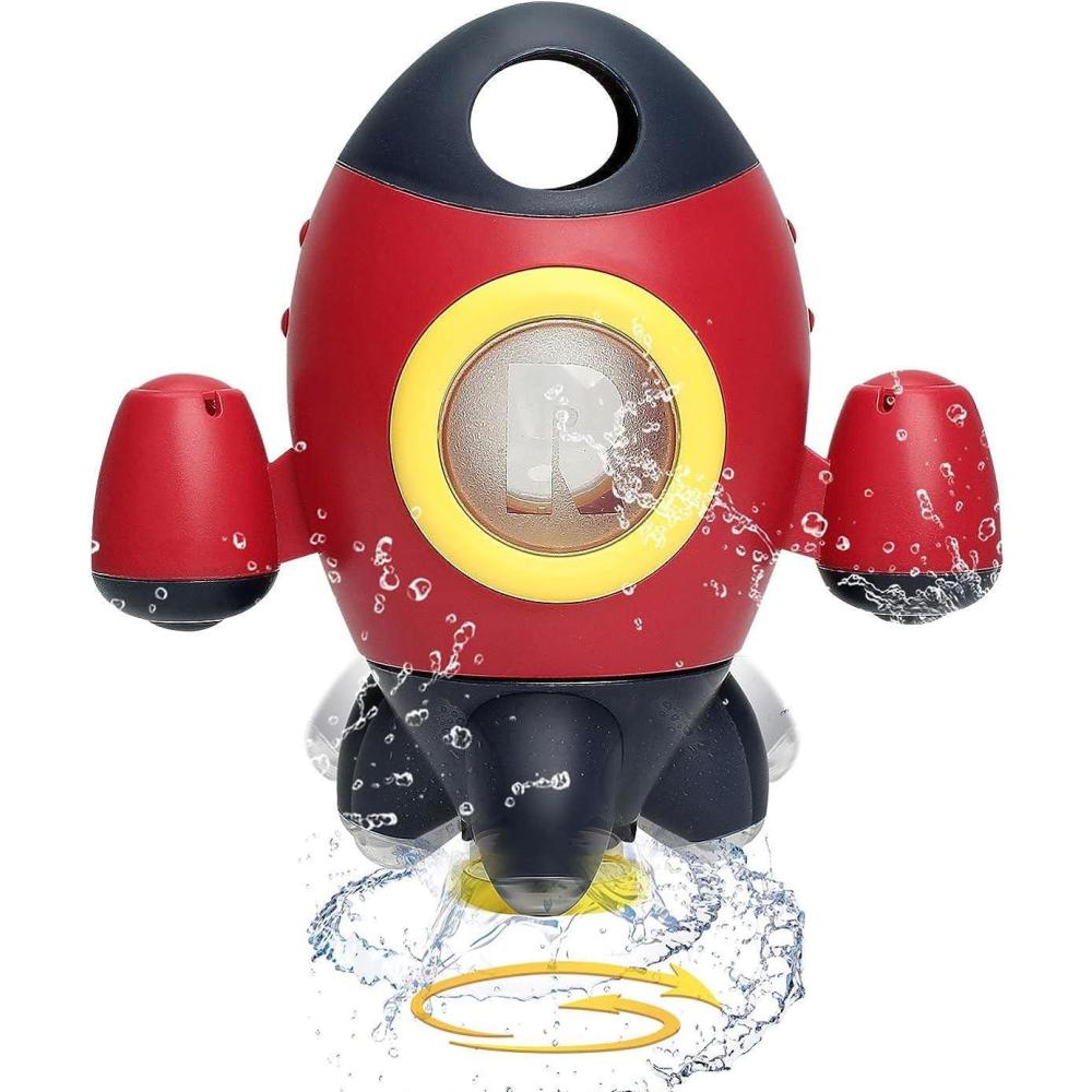 image:imageBaby Bath Toys Space Rocket Shape Bathtub Toys for Toddlers Spray Water Toys w Rotating Fountain Bathroom Shower Toys for Infants Aged 18 Months 2 3 4 5 Years Old Kids Girls Boys
