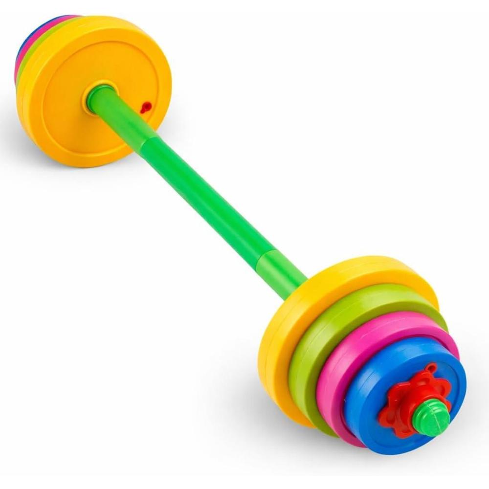 image:imageLiberty Imports Kids Barbell Weight Set Adjustable Workout Toy Equipment for Children Pretend Play Exercise Toddler Beginner Gym Fitness Weightlifting and Powerlifting 32 inches multicolored