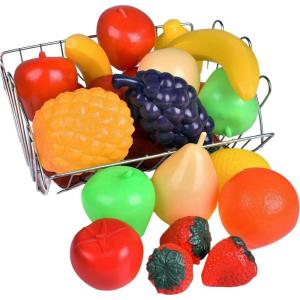 20 Pieces Play Fruits Playset – Life-Sized Toy Food for Kids Kitchen, Healthy Farmer’s Market Grocery Pretend Play Plastic Toy Set for Toddlers