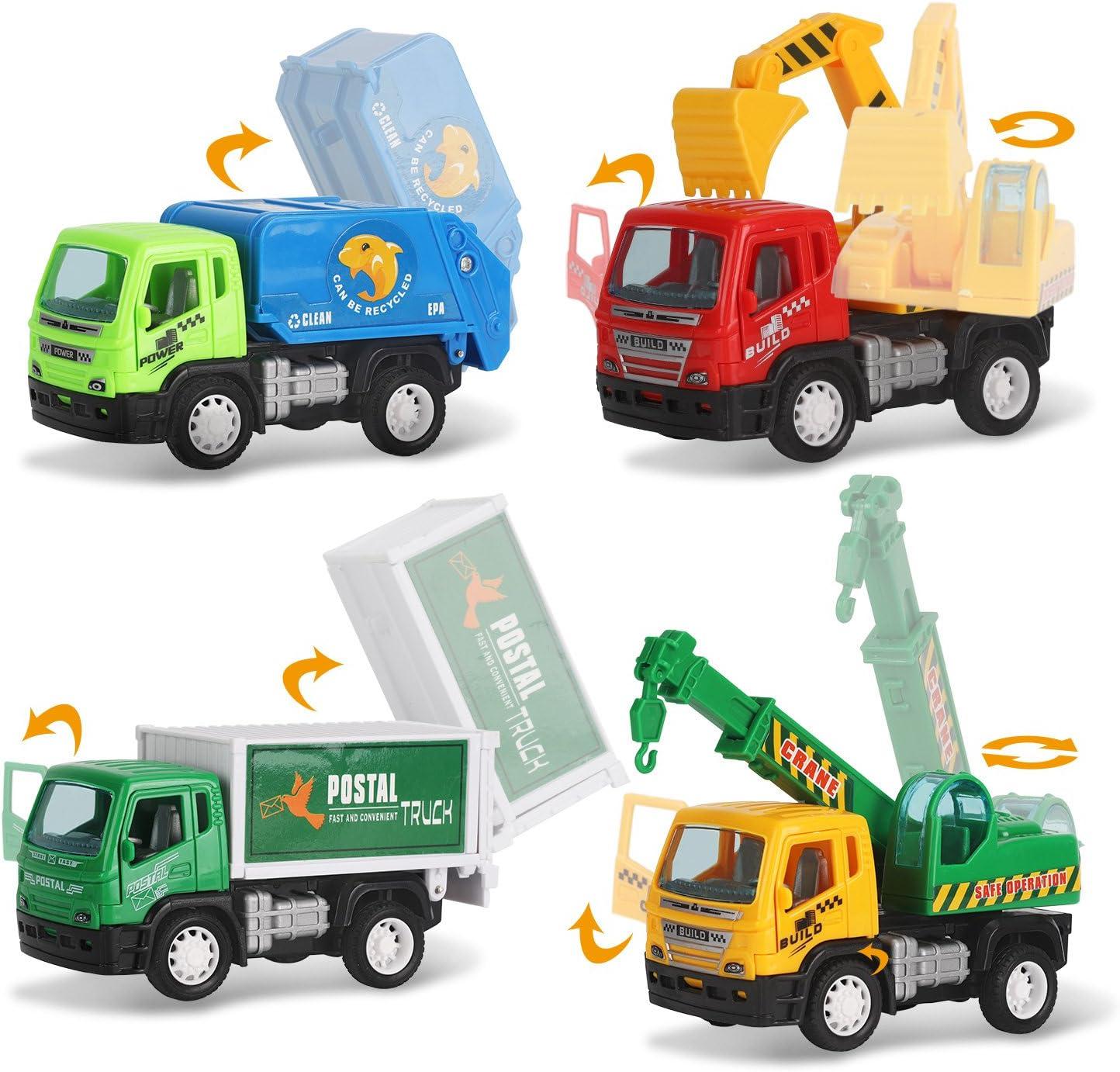 image:imageLiberty Imports 6 Pack Pullback City Builder Toy Construction Play Vehicles for Kids Dump Truck Sanitation Cement Mixer Excavator Crane Delivery Van