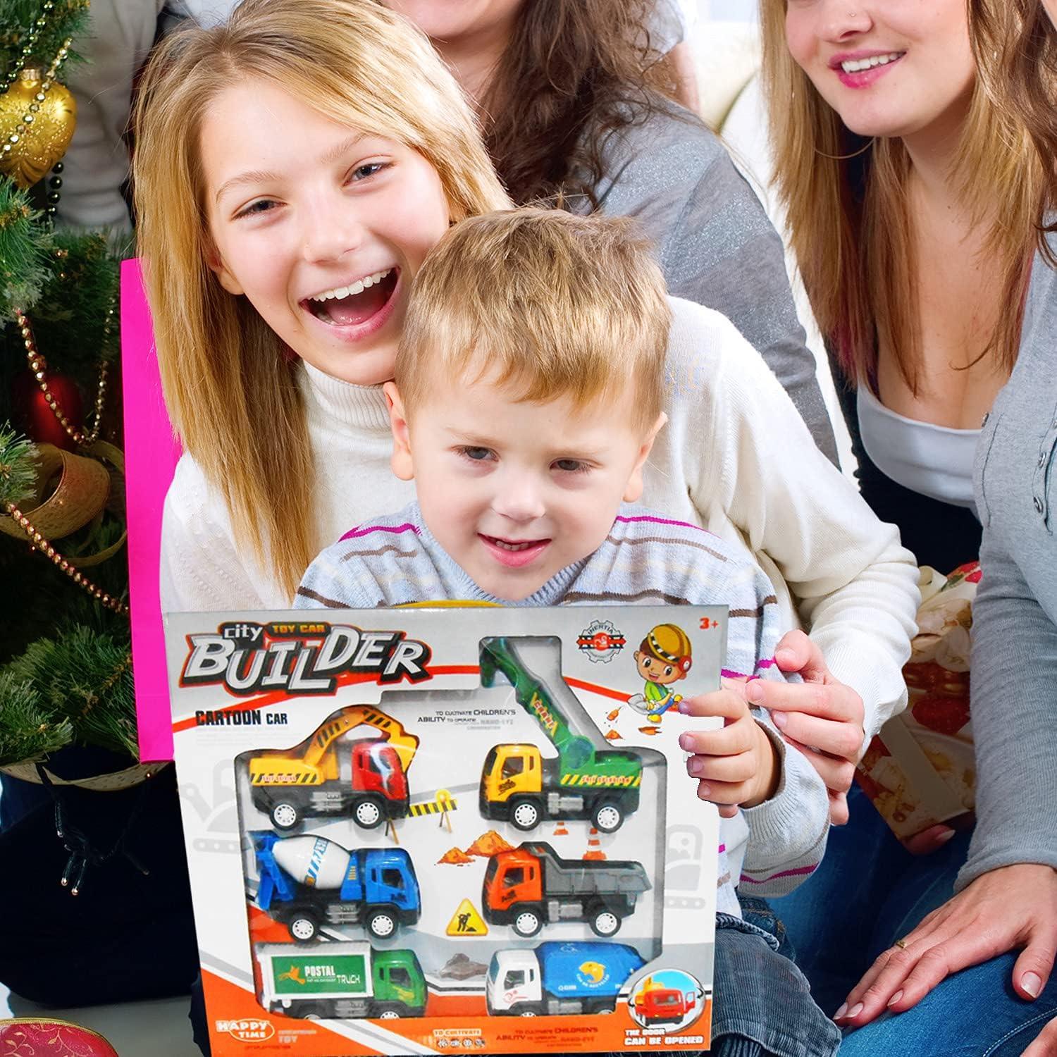 image:imageLiberty Imports 6 Pack Pullback City Builder Toy Construction Play Vehicles for Kids Dump Truck Sanitation Cement Mixer Excavator Crane Delivery Van