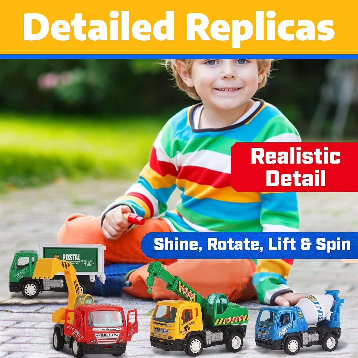 image:imageLiberty Imports 6 Pack Pullback City Builder Toy Construction Play Vehicles for Kids Dump Truck Sanitation Cement Mixer Excavator Crane Delivery Van