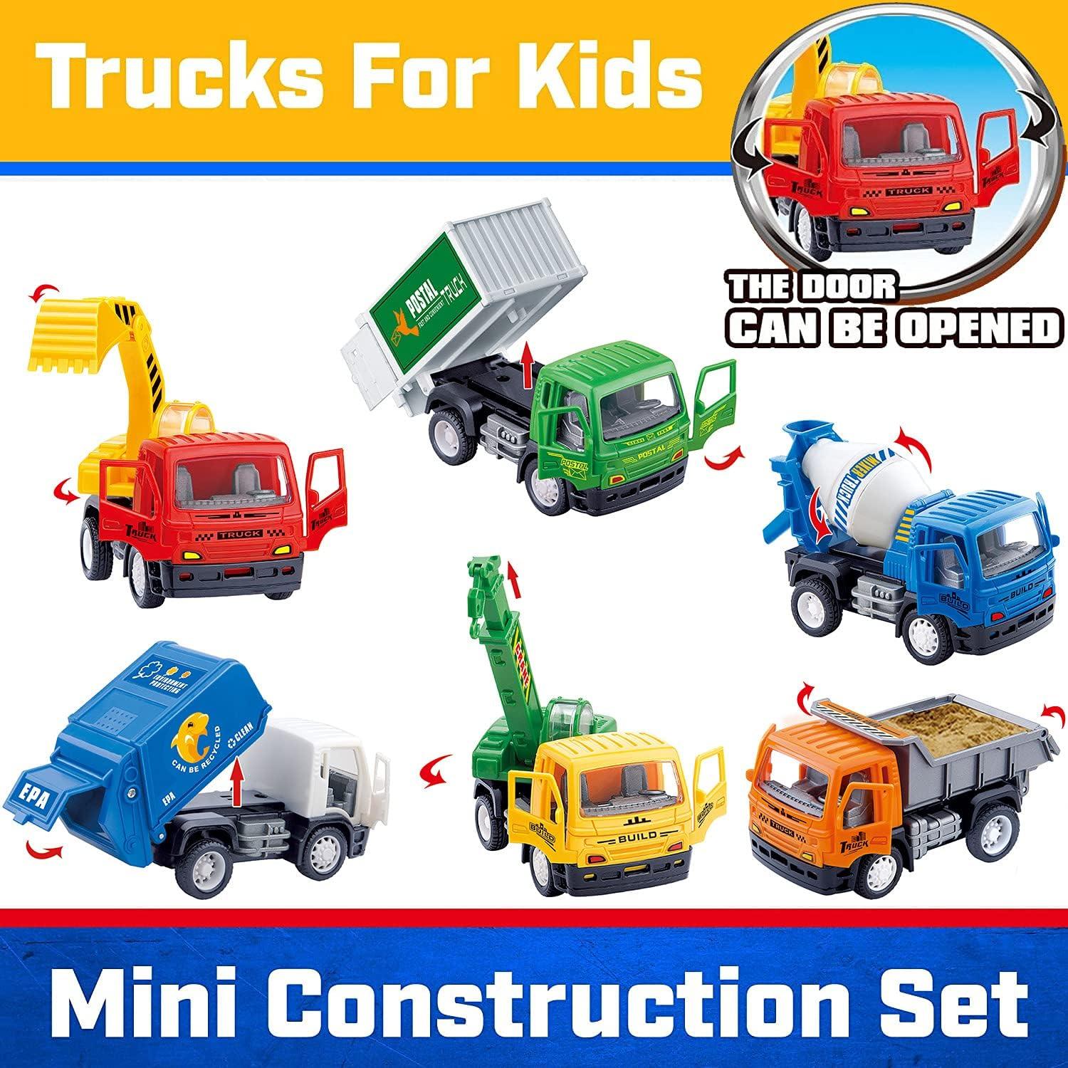 image:imageLiberty Imports 6 Pack Pullback City Builder Toy Construction Play Vehicles for Kids Dump Truck Sanitation Cement Mixer Excavator Crane Delivery Van