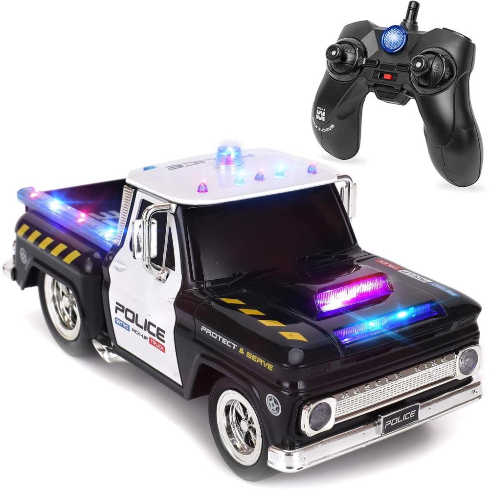 image:imageLiberty Imports RC Remote Control Police Pickup Truck Toy Vehicle with Lights and Sirens 116 Rechargeable Radio Control Cop Car for Kids