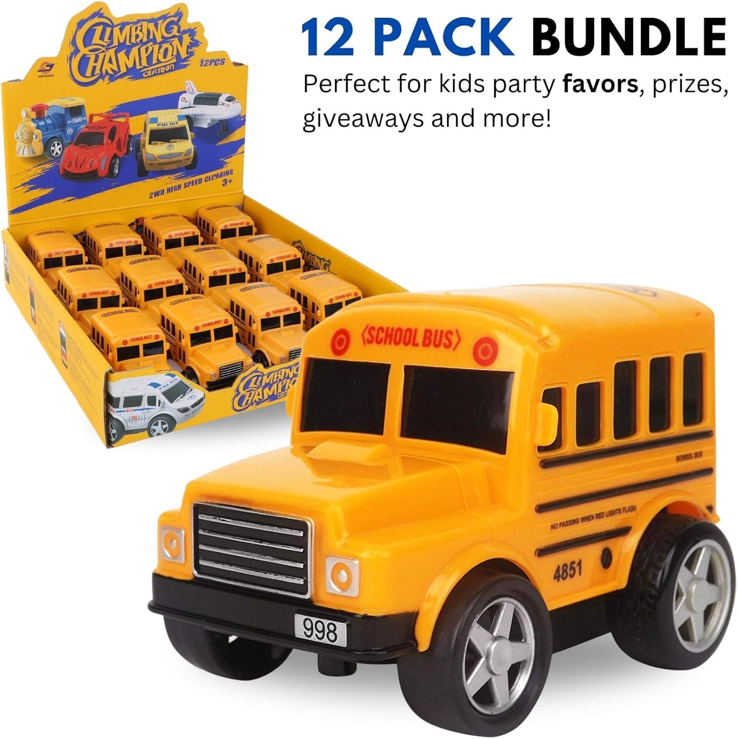 image:image12 Pack in Box Chubby School Bus Model Toys 4 inches Classic Long Nose Friction Powered 360 Rotation Vehicles Ideal Gift Party Favors for Kids 1 Dozen