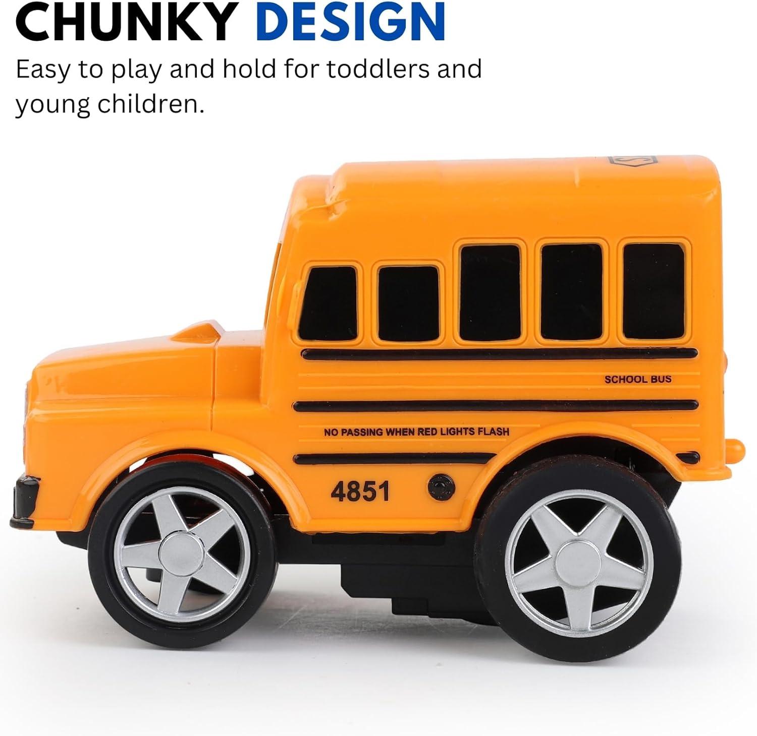 image:image12 Pack in Box Chubby School Bus Model Toys 4 inches Classic Long Nose Friction Powered 360 Rotation Vehicles Ideal Gift Party Favors for Kids 1 Dozen