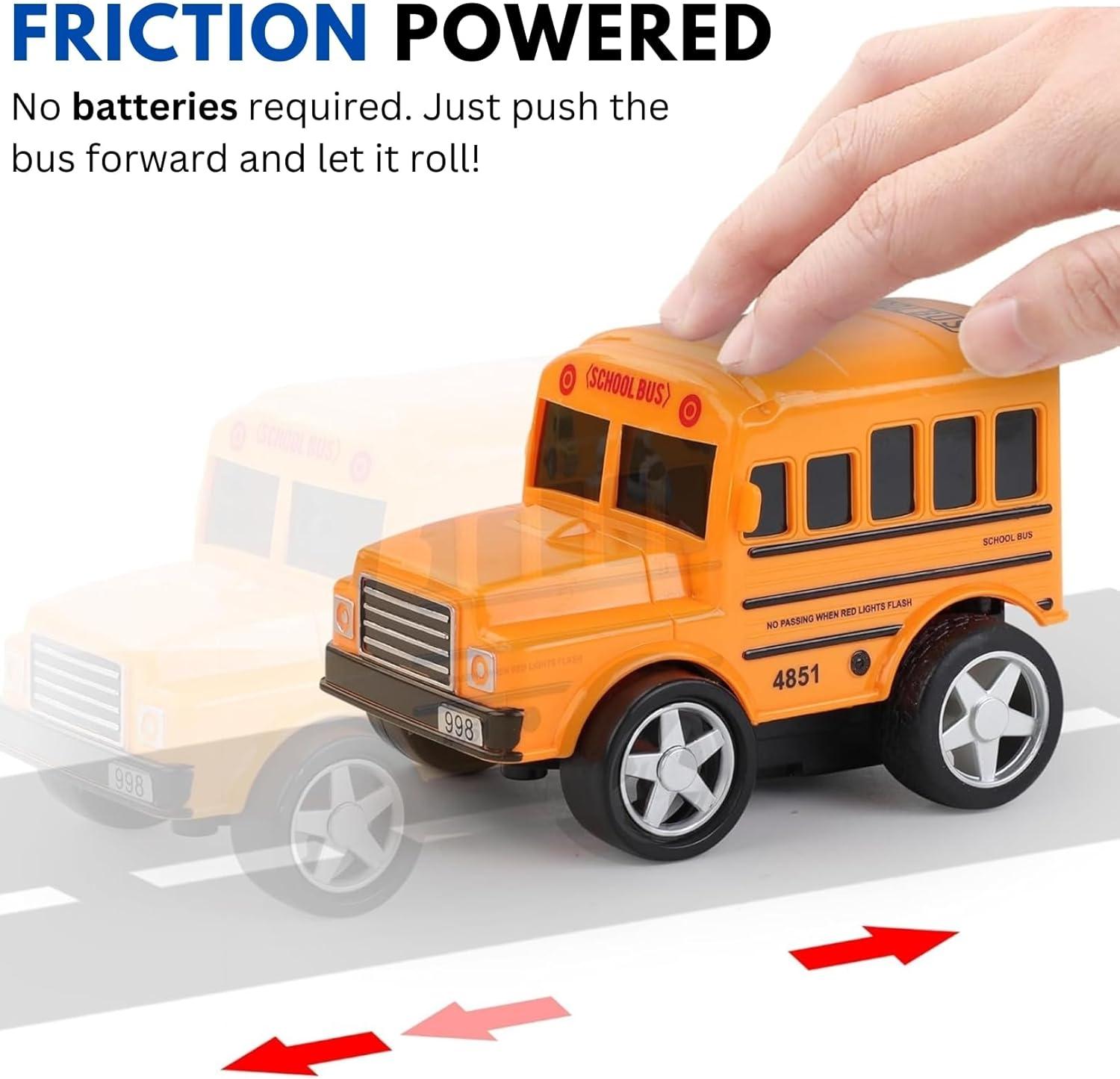 image:image12 Pack in Box Chubby School Bus Model Toys 4 inches Classic Long Nose Friction Powered 360 Rotation Vehicles Ideal Gift Party Favors for Kids 1 Dozen