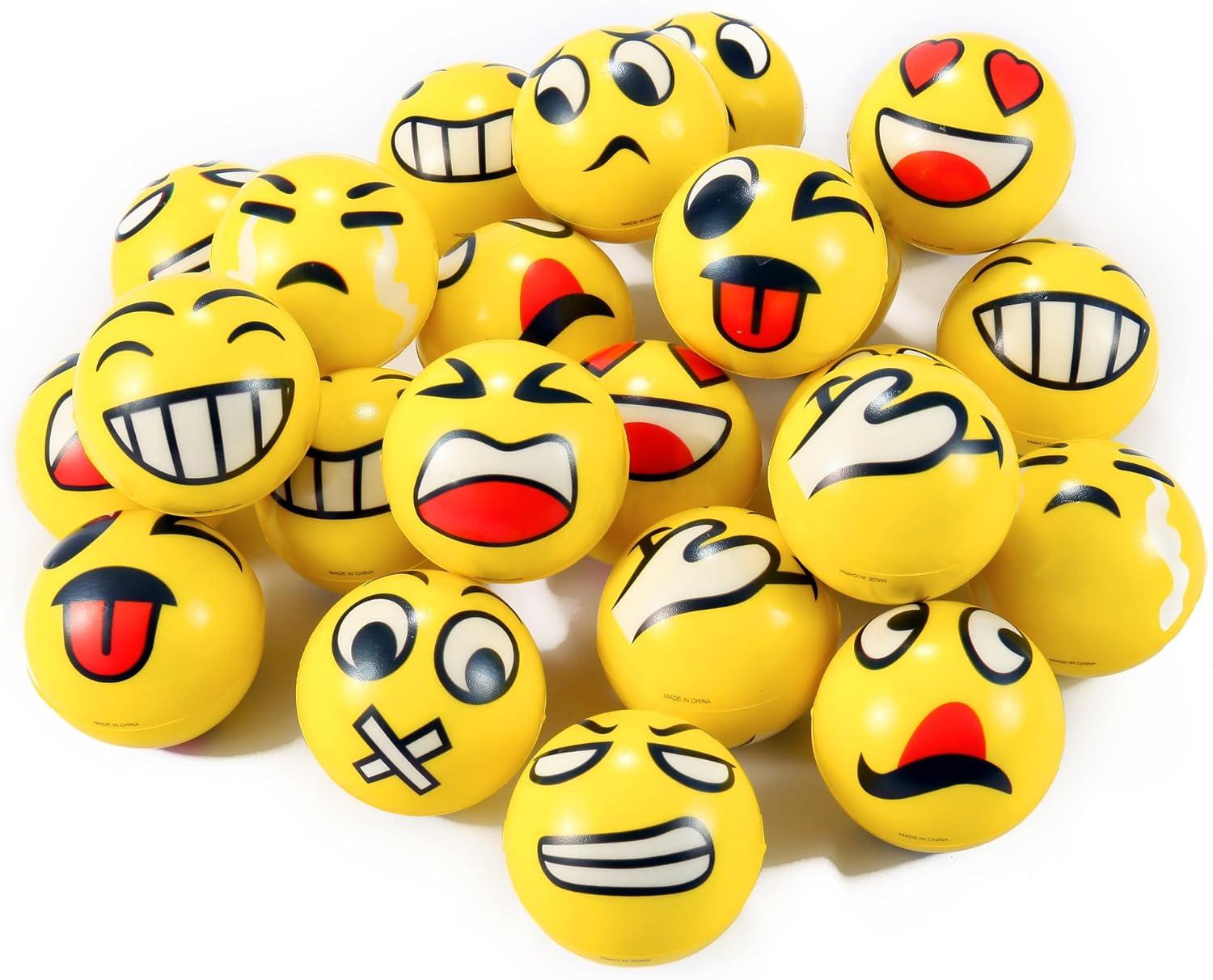 image:image24 Pack Mini Soft Foam Squeeze Balls 25 Toy Stress Relief Bulk Educational Emoticon Novelties for Kids School Classroom Party Favors Rewards Yellow 30