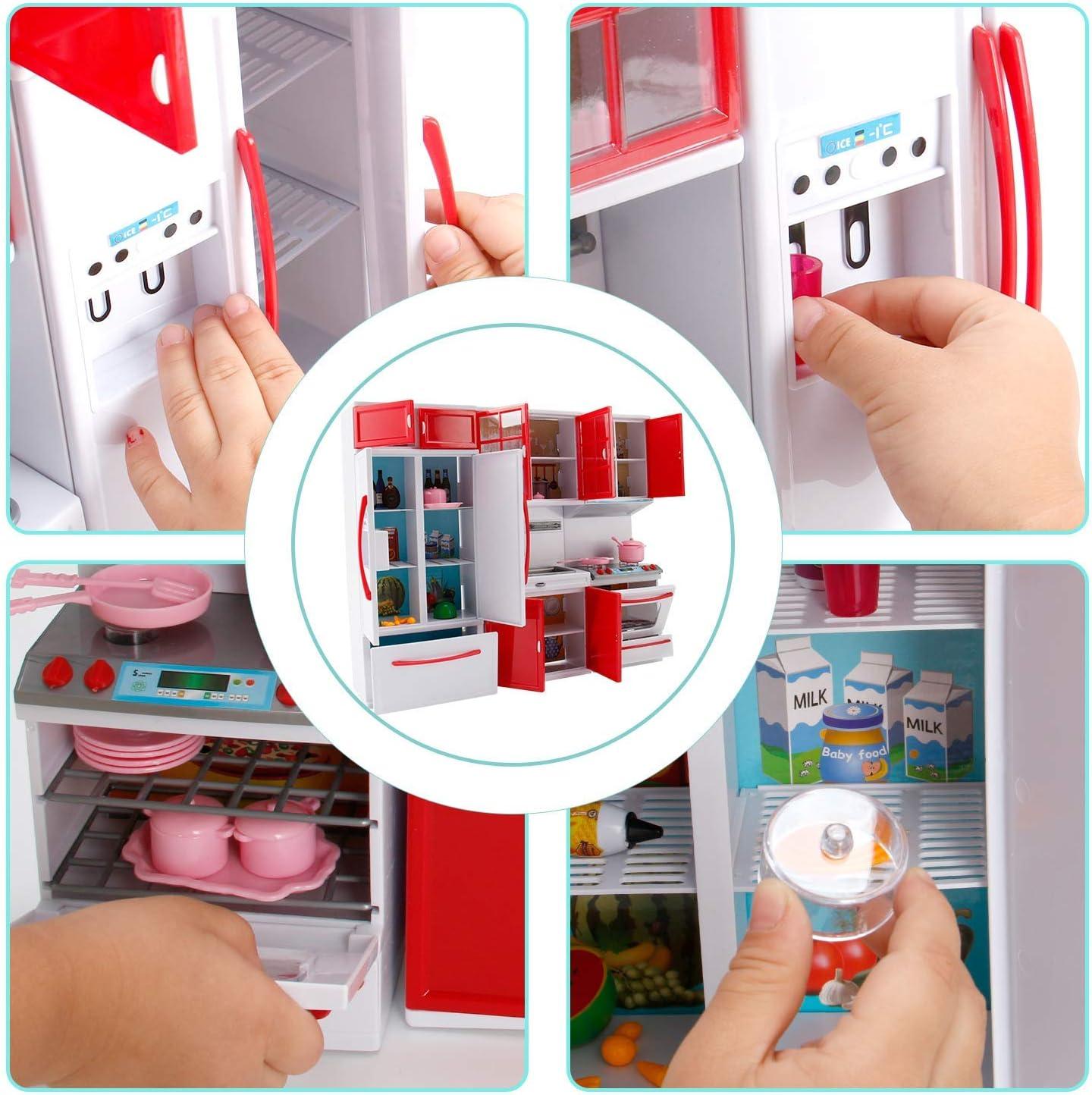 image:imageGourmet Red Doll Modern Kitchen Mini Toy Playset with Lights and Sounds Perfect for 12 Inch Dolls