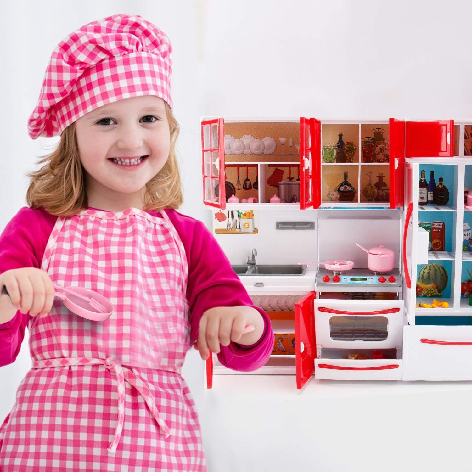 image:imageGourmet Red Doll Modern Kitchen Mini Toy Playset with Lights and Sounds Perfect for 12 Inch Dolls