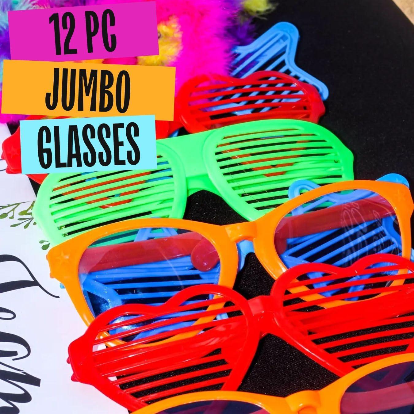 image:imageLiberty Imports 12 Pack Jumbo Sunglasses Novelty Plastic Photo Booth Glasses Fun Disco Shutter Shades for Costumes Cosplay Props Party Supplies