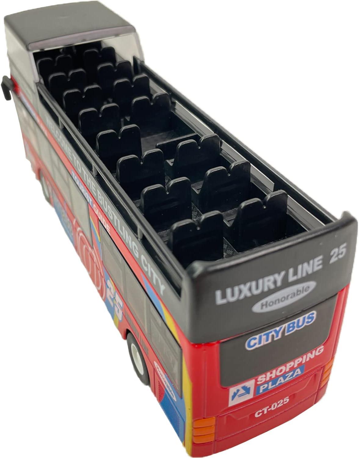 image:imageLiberty Imports 132 Scale Die Cast Sightseeing Tour Bus Toy Pull Back Vehicles Mini Double Decker Tourist Open Top Bus Model Car Pullback Action Toys with Lights and Music RedRed