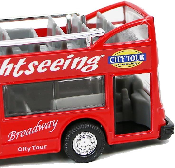 image:imageLiberty Imports 132 Scale Die Cast Sightseeing Tour Bus Toy Pull Back Vehicles Mini Double Decker Tourist Open Top Bus Model Car Pullback Action Toys with Lights and Music RedNyc Tour