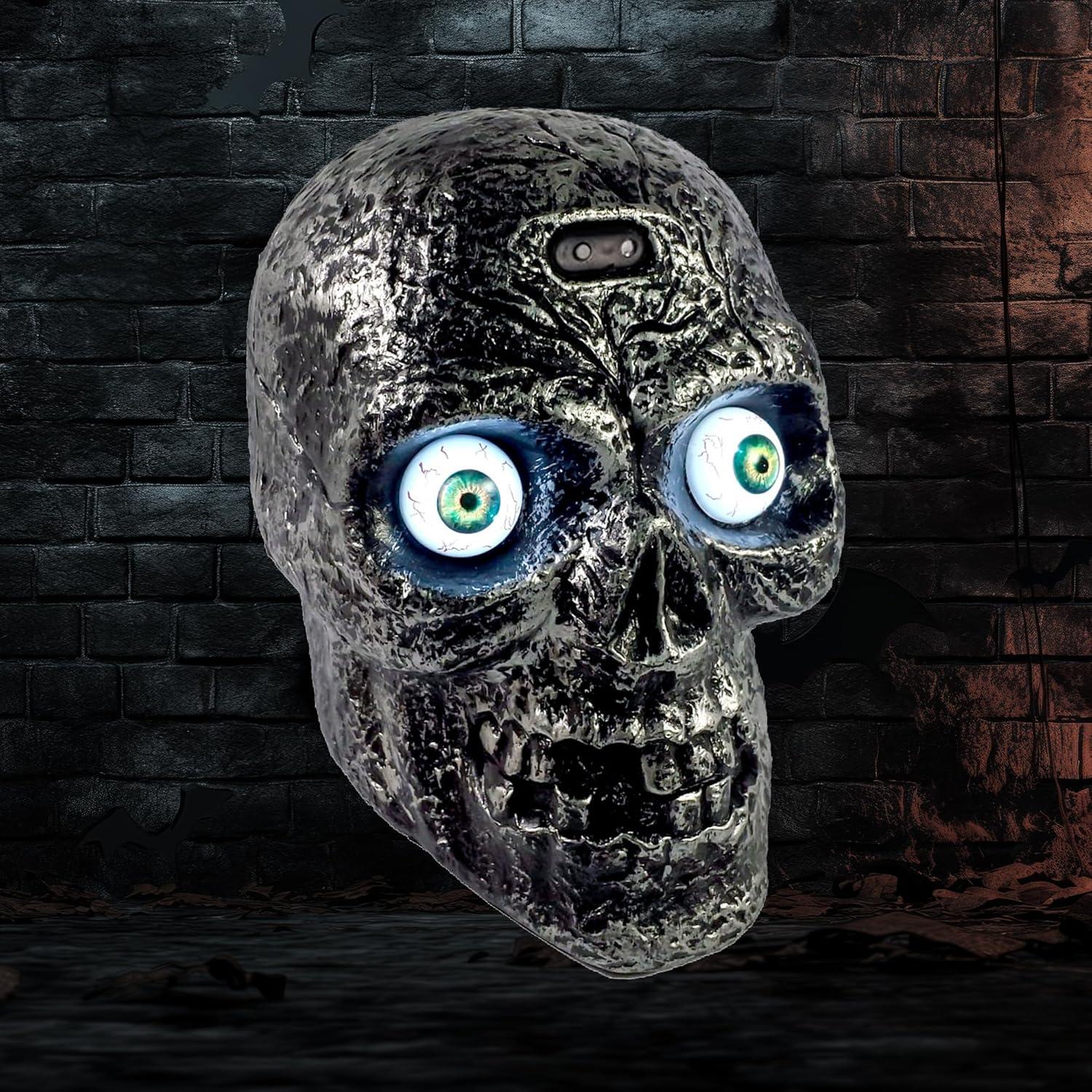 image:imageSound Activated Skull with Light Up Eyes and Creepy Sounds Halloween Party Prop Spooky Decoration for Haunted House Indoor Decor