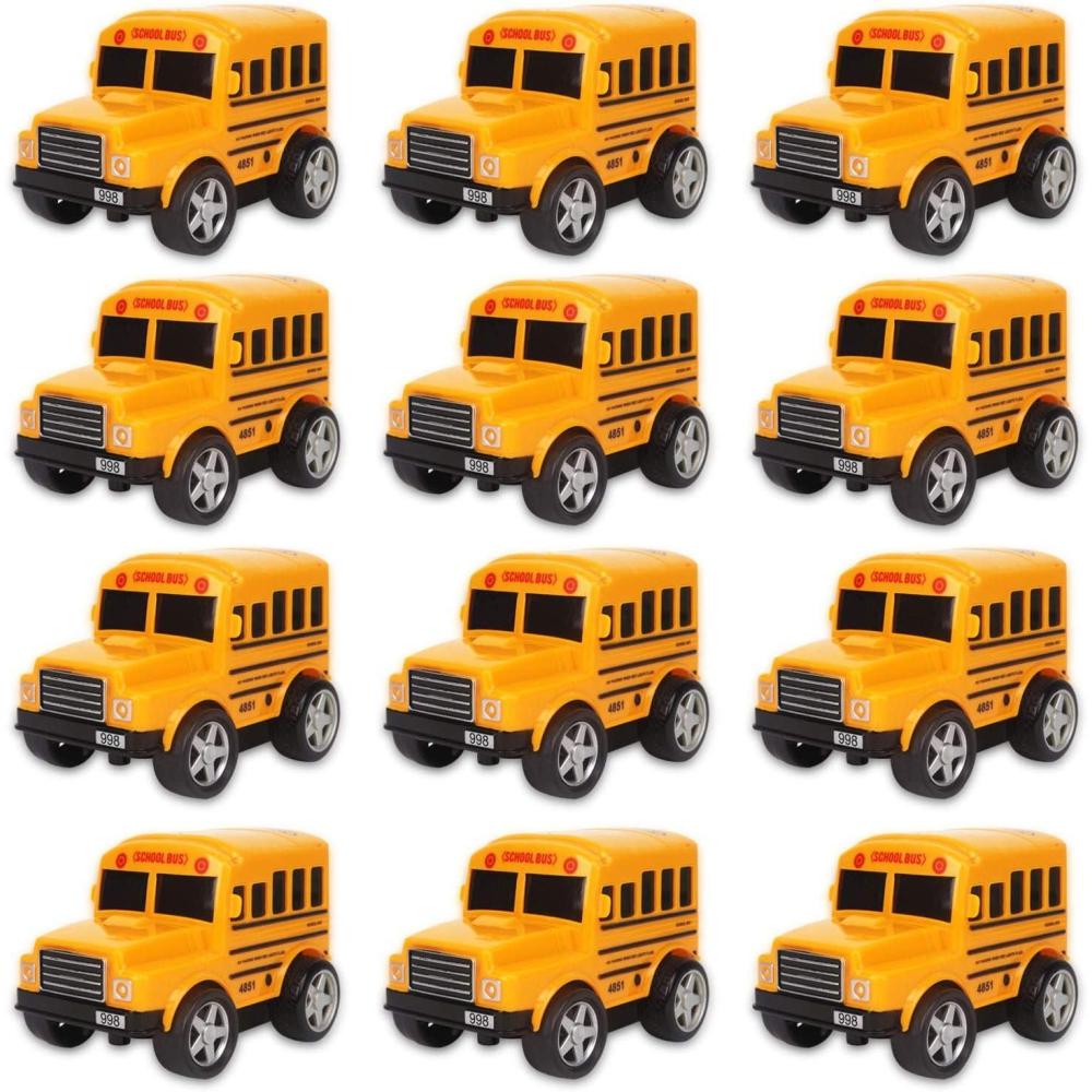 image:image12 Pack in Box Chubby School Bus Model Toys 4 inches Classic Long Nose Friction Powered 360 Rotation Vehicles Ideal Gift Party Favors for Kids 1 Dozen