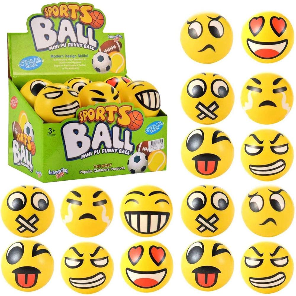image:image24 Pack  Mini Soft Foam Squeeze Balls 25 Toy Stress Relief Bulk Educational Emoticon Novelties for Kids School Classroom Party Favors Rewards Yellow 30