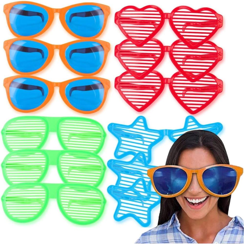 image:imageLiberty Imports 12 Pack Jumbo Sunglasses Novelty Plastic Photo Booth Glasses Fun Disco Shutter Shades for Costumes Cosplay Props Party Supplies