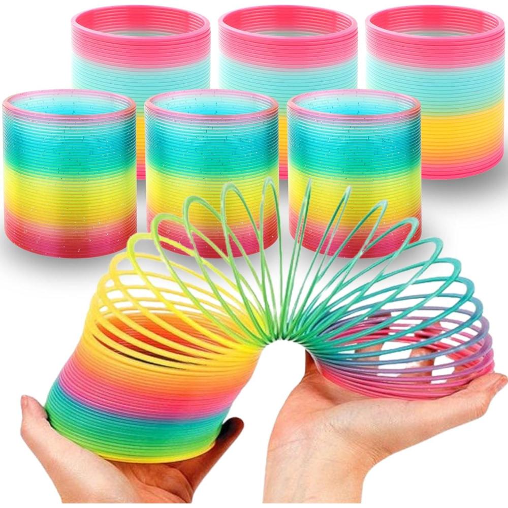 image:imageLiberty Imports 6 Pack Large Magic Rainbow Coil Springs  4 Classic Plastic Neon Plastic Walking Spring Toy Bulk Kids Novelty Party Favor Supplies