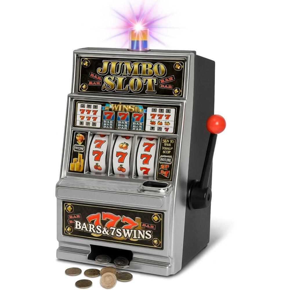 image:imageLiberty Imports Lucky Sevens Jumbo Slot Machine Casino Toy Piggy Bank Replica with Flashing Lights and Jackpot Sounds
