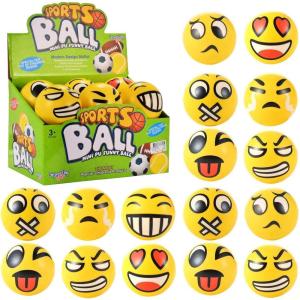 24 Pack – Mini Soft Foam Squeeze Balls, 2.5″ Toy Stress Relief Bulk Educational Emoticon Novelties for Kids, School, Classroom, Party Favors, Rewards (Yellow (3.0″))