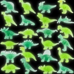 Liberty Imports 24 PCS Glow in The Dark Miniature Plastic Dinosaur Figures – Mini Toys Jurassic Figurines Assorted Luminous Glowing Party Favors Supplies