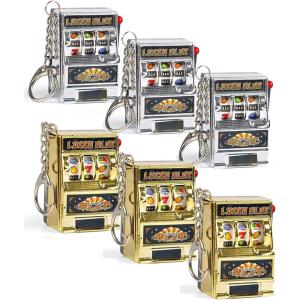 Liberty Imports 6 PCS Mini Casino Slot Machine Keychains Set – Las Vegas Souvenirs Lucky Jackpot Charm Pendants Novelty Gaming Gifts for Casino Lovers