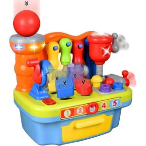 Liberty Imports Musical Learning Workbench Toddler Toys for Boys Girls Kids, Baby Early Education Toy Shape Sorter with Lights & Sounds for Teaching Colors, Shapes, Numbers