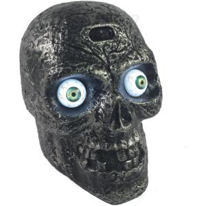 Sound Activated Skull with Light Up Eyes and Creepy Sounds – Halloween Party Prop Spooky Decoration for Haunted House, Indoor Decor