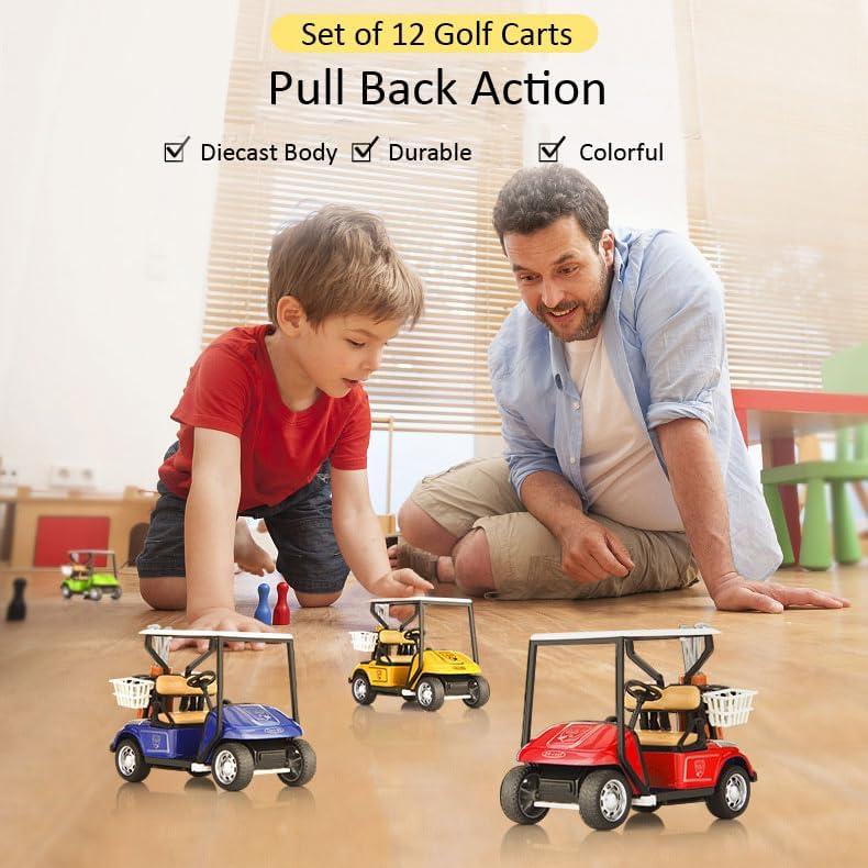 image:imageBox of 12 Mini Golf Carts Replicas 4 Diecast Alloy Metal Pullback Action 132 Scale Model Toy Golfcart Vehicle for Table Golf Decor Golf Party Decorations