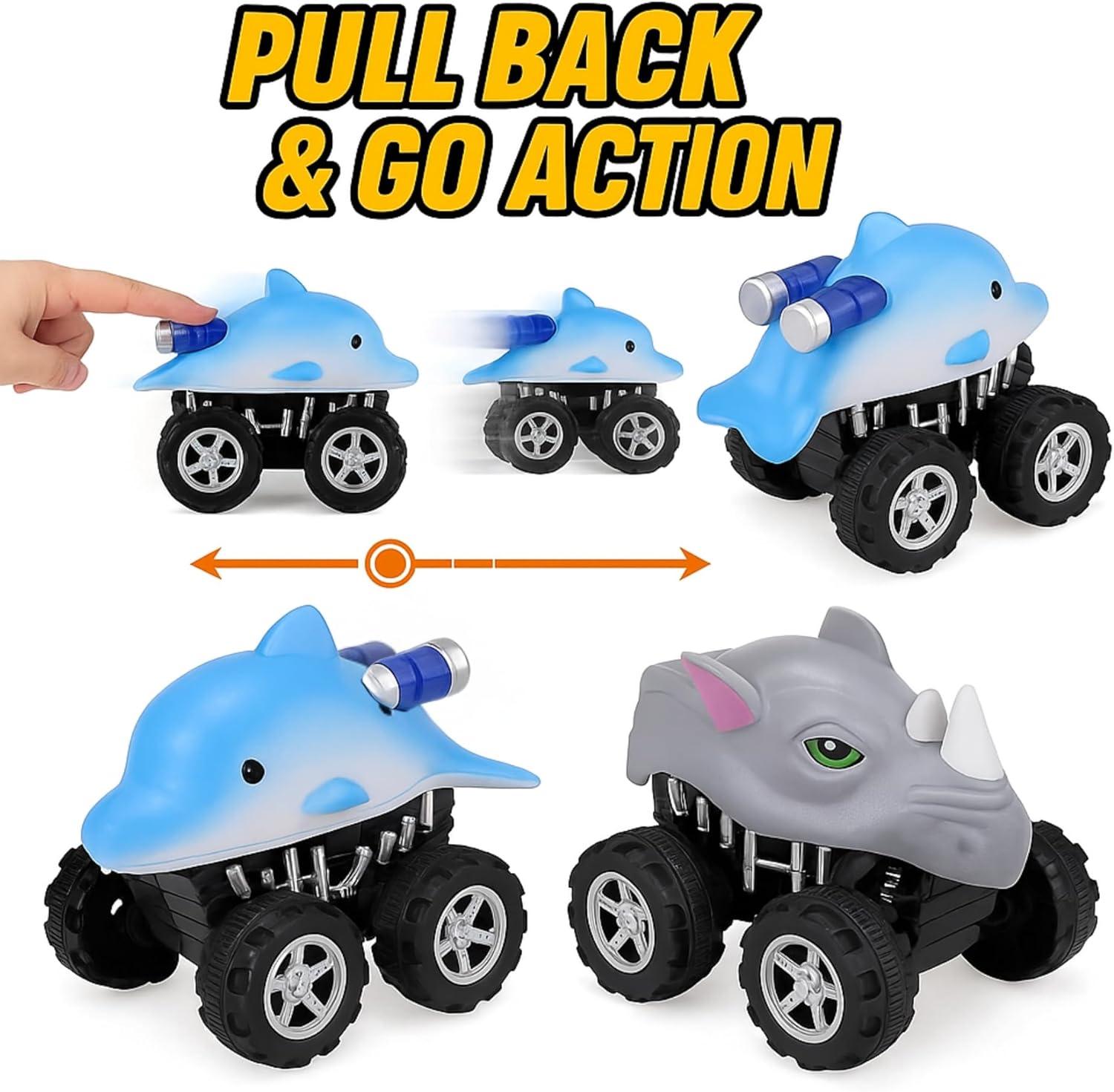 image:imageLiberty Imports 12 Pack Monster Truck Pull Back Cars Large Animal Toy Pullback Racers Vehicles Party Favors Play Set for Kids Boys Toddlers