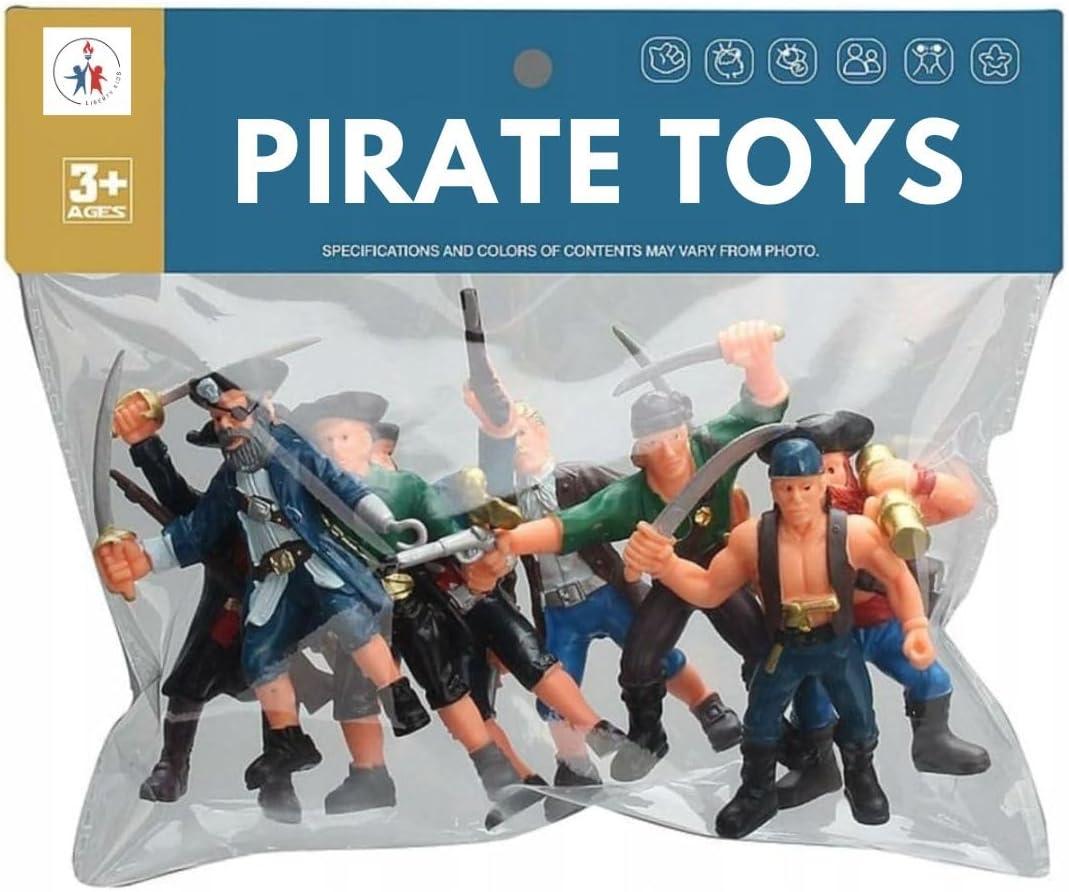 image:imageLiberty Imports 8 Piece Pirate Action Figures Playset in Assorted Poses and Weapons Fun Pirate Men Party Favor for Kids 35 inch