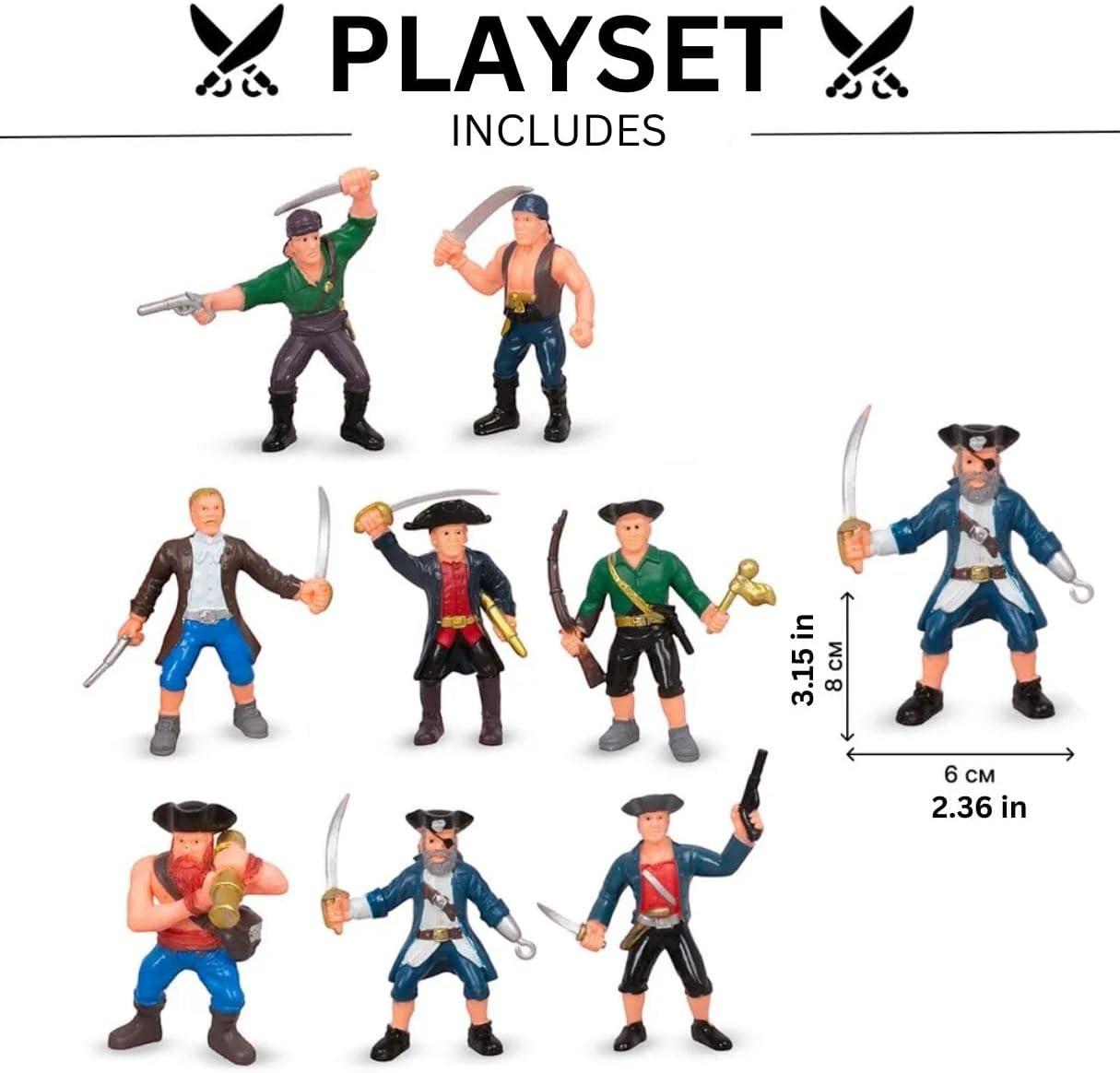image:imageLiberty Imports 8 Piece Pirate Action Figures Playset in Assorted Poses and Weapons Fun Pirate Men Party Favor for Kids 35 inch