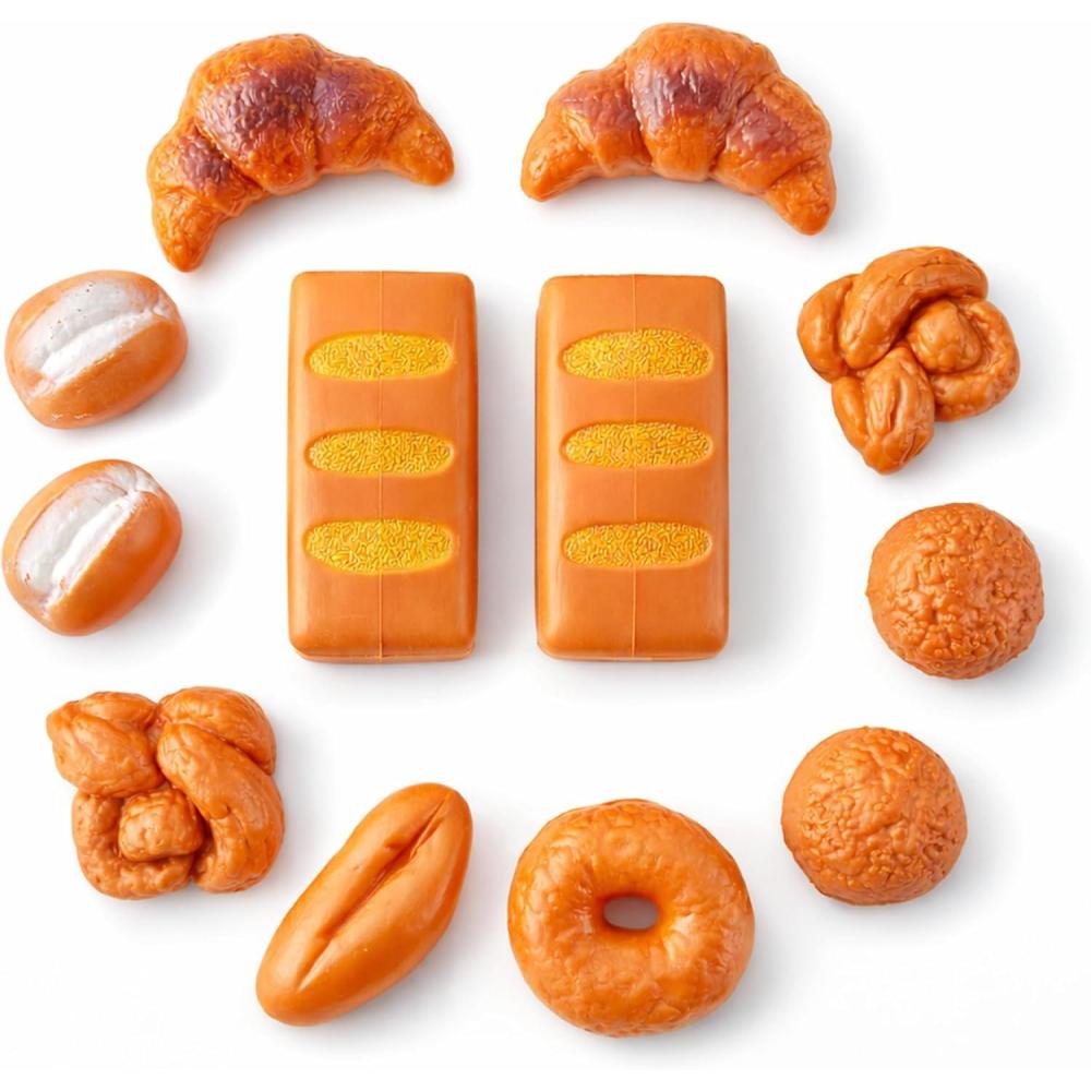 image:image12 PCS Fake Bread Pastries Set Life Sized Plastic Pretend Play Food Toy Kids Bakery Grocery Kitchen Playset