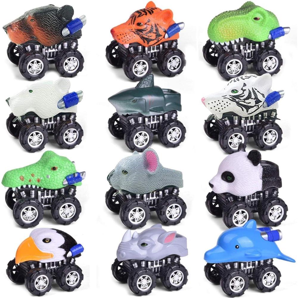 image:imageLiberty Imports 12 Pack Monster Truck Pull Back Cars Large Animal Toy Pullback Racers Vehicles Party Favors Play Set for Kids Boys Toddlers