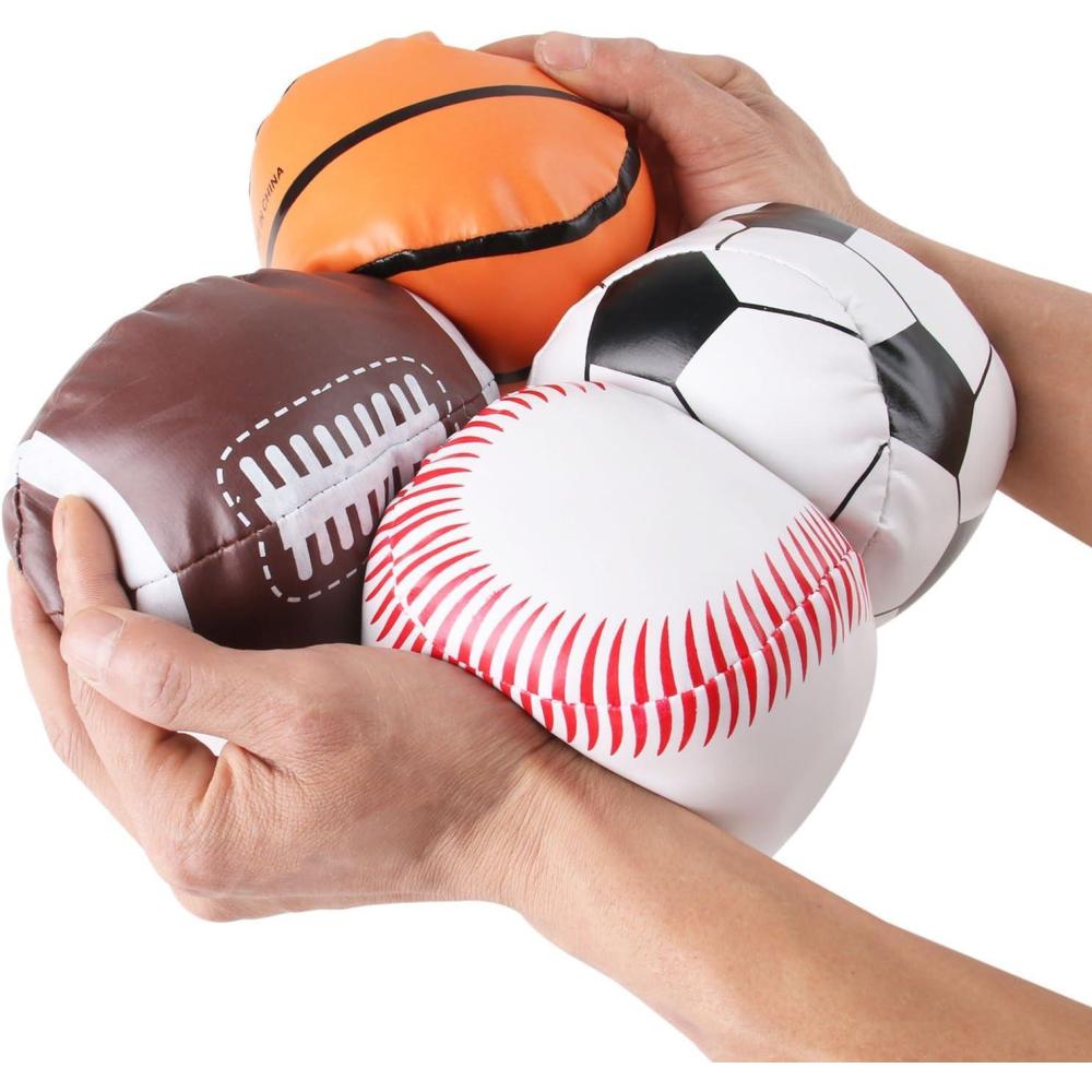 image:imageLiberty Imports 4 Pack Soft Plush Stuffed 5 Sports Balls Assortment Toy Playset for Kids Toddlers  Football Baseball Basketball Soccer