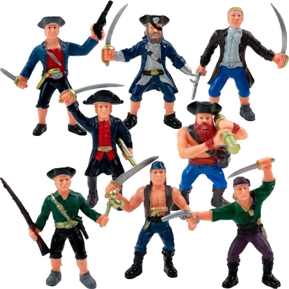 image:imageLiberty Imports 8 Piece Pirate Action Figures Playset in Assorted Poses and Weapons Fun Pirate Men Party Favor for Kids 35 inch