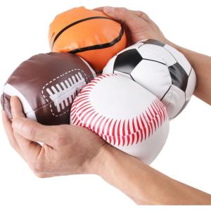 Liberty Imports 4 Pack Soft Plush Stuffed 5″ Sports Balls Assortment Toy Playset for Kids, Toddlers – Football, Baseball, Basketball, Soccer