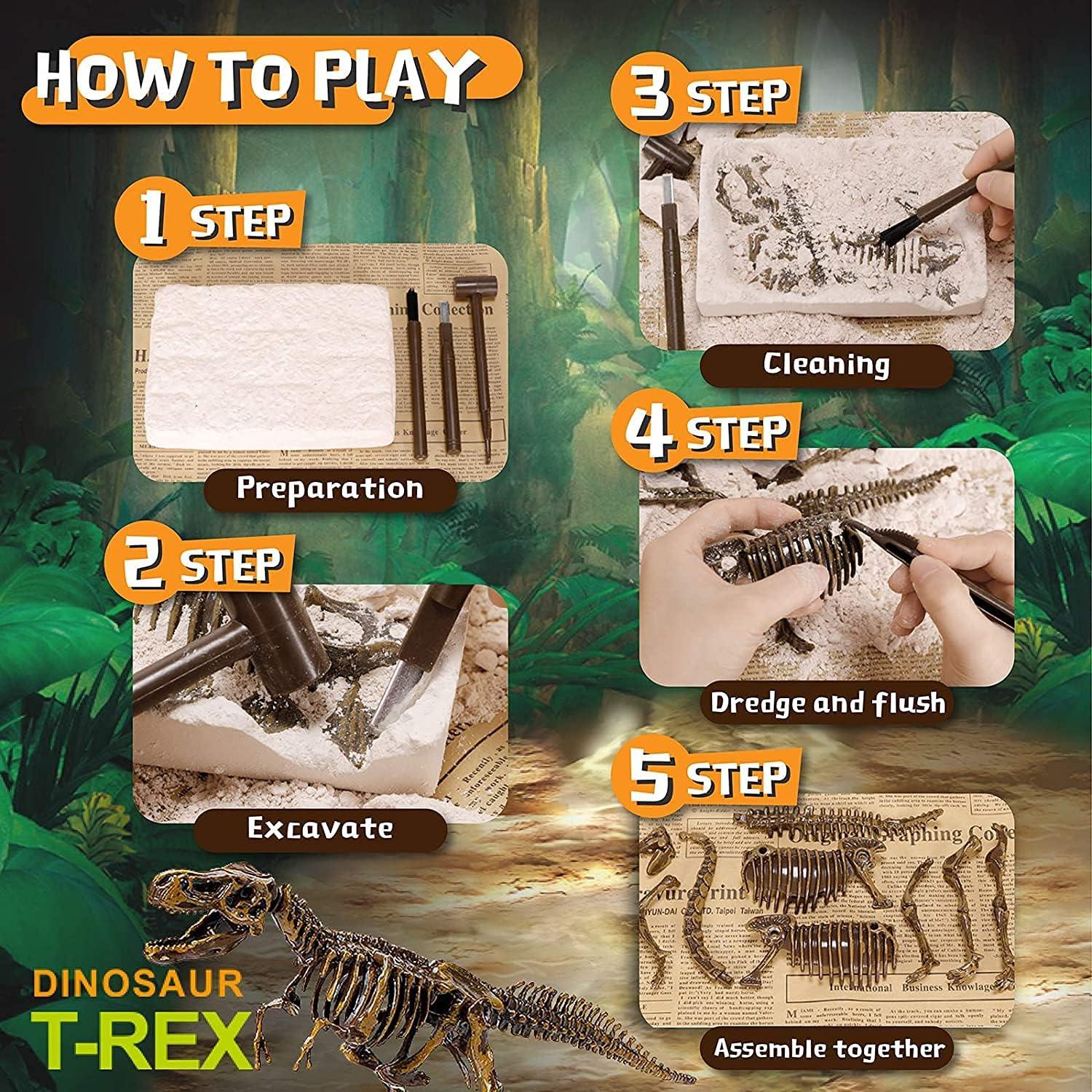 image:imageDig amp Discover Dino Triceratops Dinosaur Skeleton 3D Fossil Bones Excavation Science Educational Toy Kit for Kids ChildrenTyrannosaurus Rex