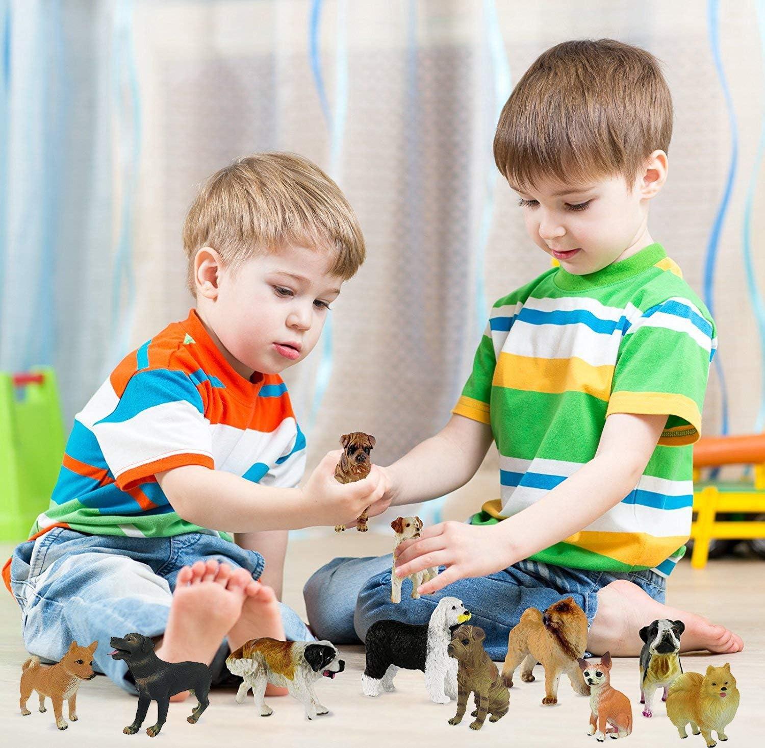 image:imageLiberty Imports 18 PCS Large Dog Figurines Playset 4 Toy Pet Puppy Realistic Play Figures Canine Bulk Animal Variety Cake Toppers Party Favors for Kids