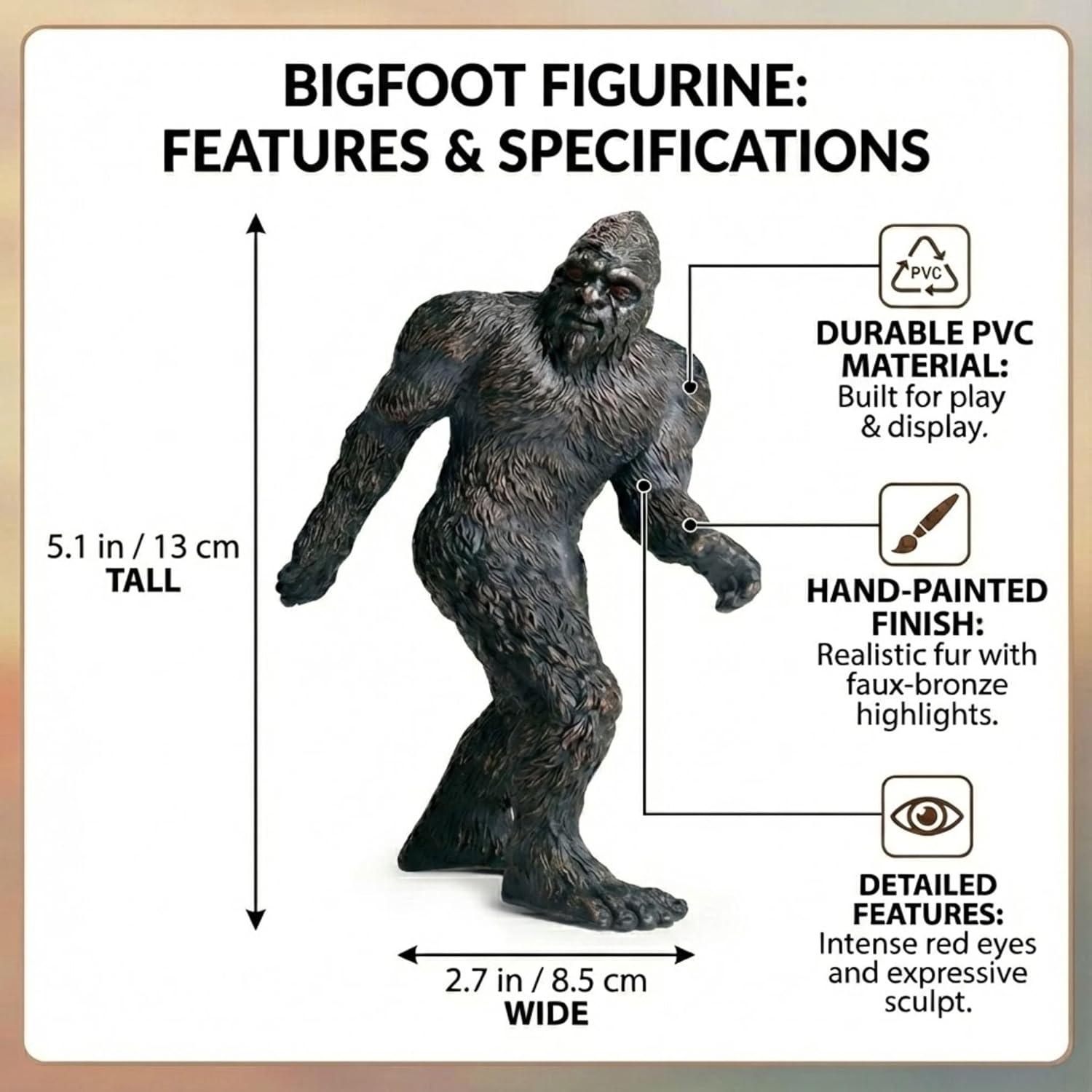 image:imageLiberty Imports Bigfoot Figurine 5 Legendary Monster Sasquatch Plastic Model Decoration Toy Creature Collector Figure Statue