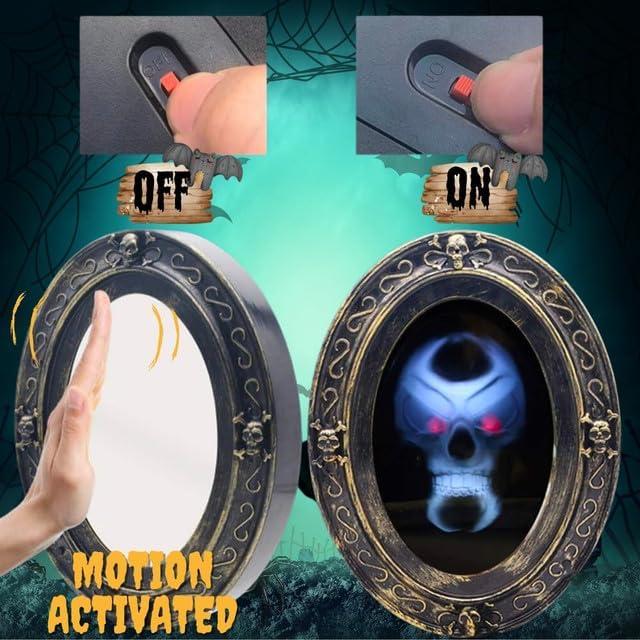 image:imageLiberty Imports Scary Motion Activated Skull Haunted Mirror with Creepy Sound and Light Horror Prop for Indoor Halloween Party Decorations
