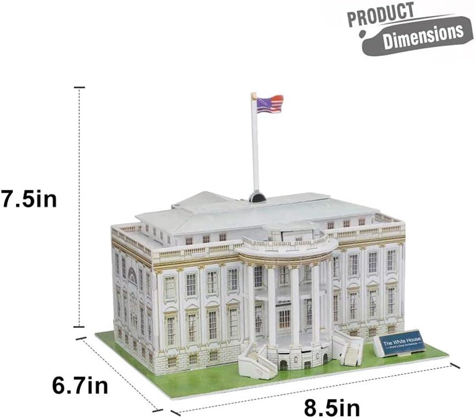 image:imageLiberty Imports The White House 3D Puzzle Architectural Puzzles for Adults and Kids Building Model DIY Kit 35 Pieces