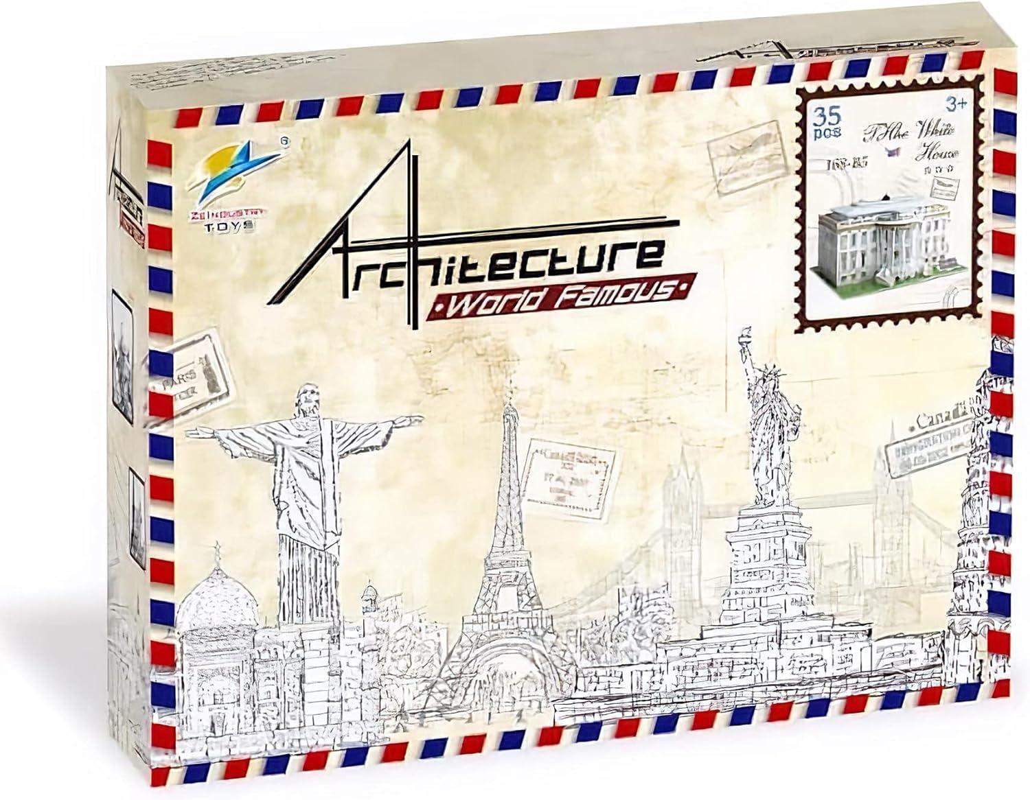image:imageLiberty Imports The White House 3D Puzzle Architectural Puzzles for Adults and Kids Building Model DIY Kit 35 Pieces