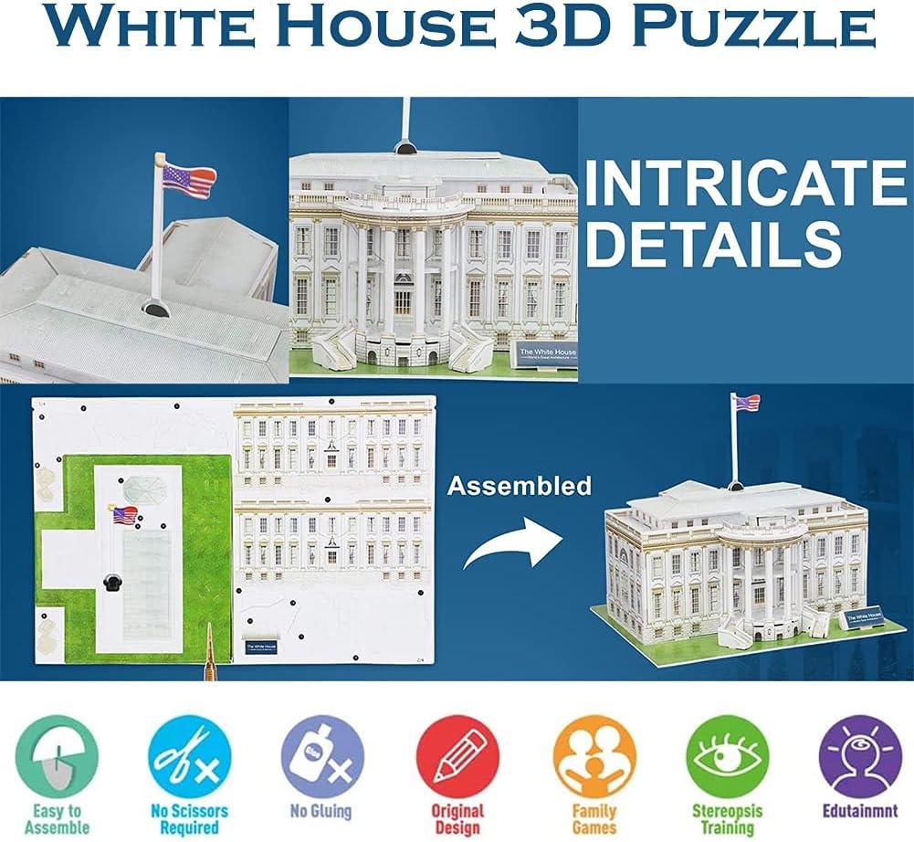 image:imageLiberty Imports The White House 3D Puzzle Architectural Puzzles for Adults and Kids Building Model DIY Kit 35 Pieces